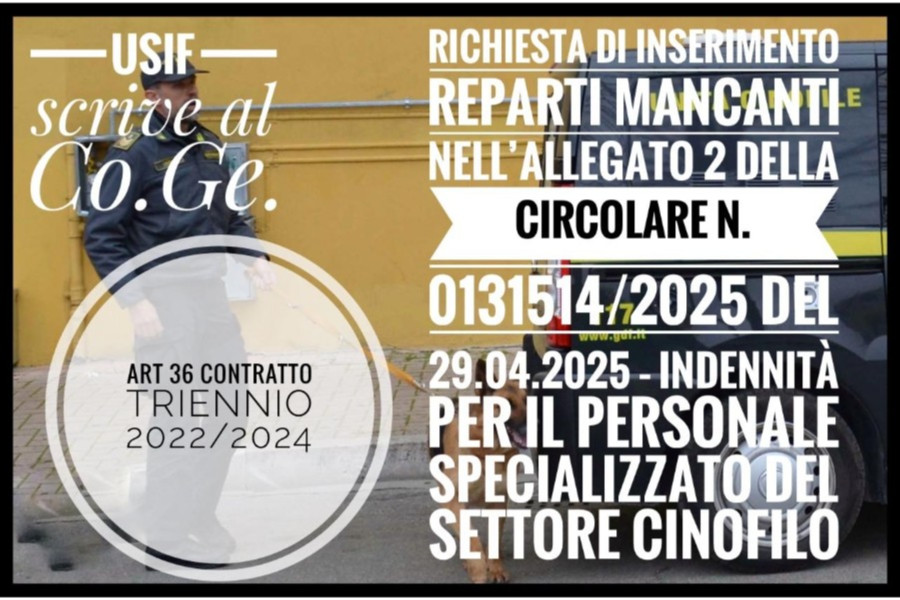 Indennita' per il personale specializzato del Settore Cinofilo Indennita' per il personale specializzato del Settore Cinofilo