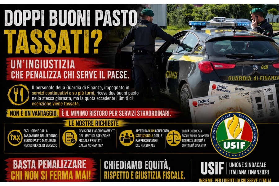 TASSAZIONE DEI DOPPI BUONI PASTO: L’USIF INTERESSA IL MEF ED IL COGE